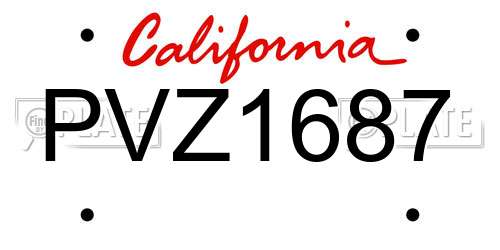 PVZ1687 California License Plate