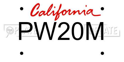 PW20M California License Plate