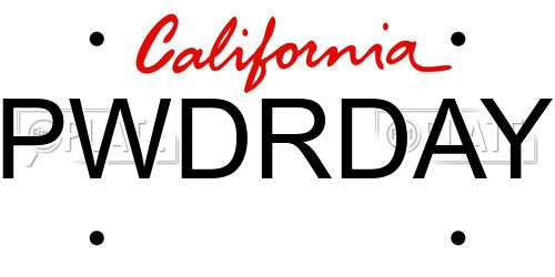 PWDRDAY California License Plate