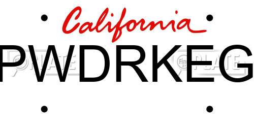 PWDRKEG California License Plate
