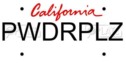 PWDRPLZ California License Plate