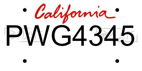 PWG4345 California License Plate