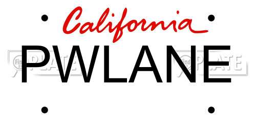 PWLANE California License Plate