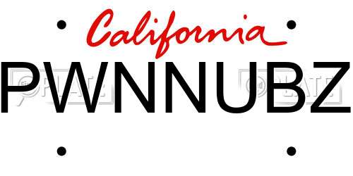 PWNNUBZ California License Plate