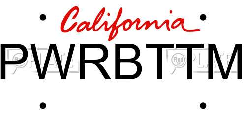 PWRBTTM California License Plate