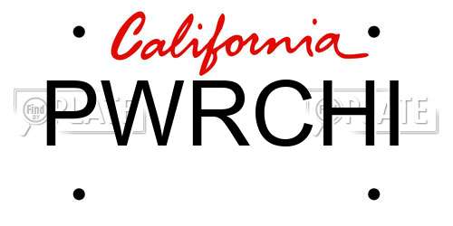 PWRCHI California License Plate