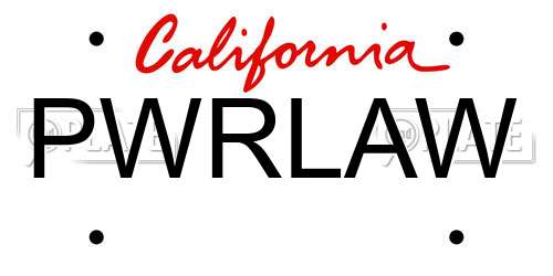 PWRLAW California License Plate