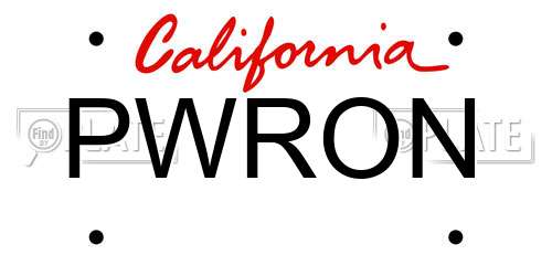 PWRON California License Plate