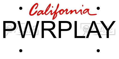 PWRPLAY California License Plate
