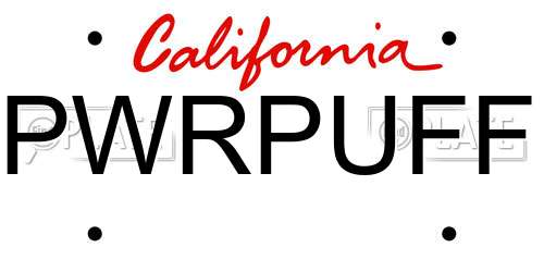 PWRPUFF California License Plate