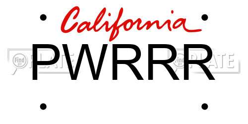 PWRRR California License Plate