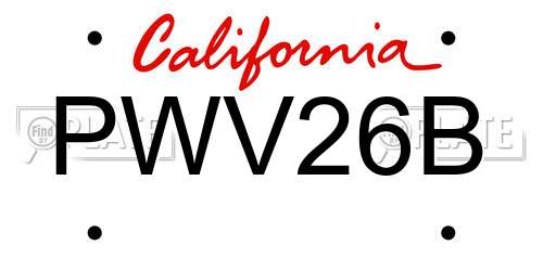 PWV26B California License Plate