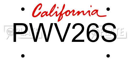 PWV26S California License Plate