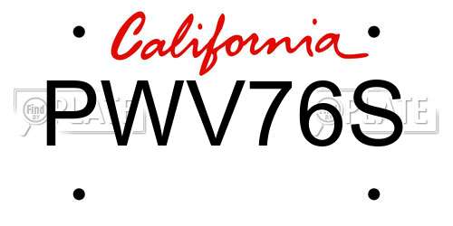 PWV76S California License Plate