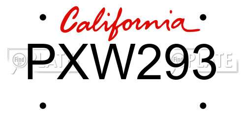 PXW293 California License Plate