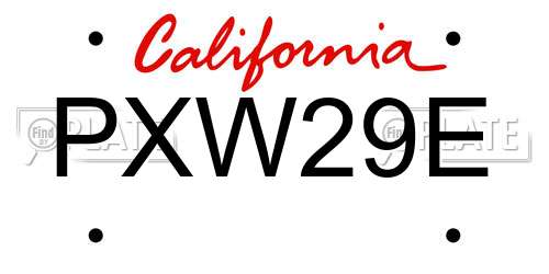 PXW29E California License Plate