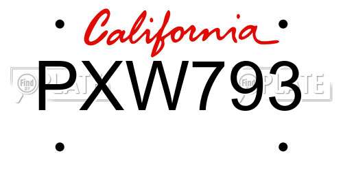 PXW793 California License Plate