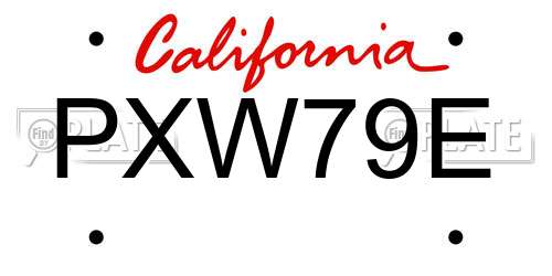 PXW79E California License Plate