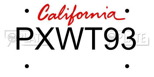 PXWT93 California License Plate