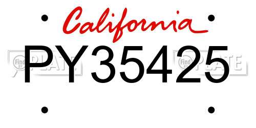 PY35425 California License Plate