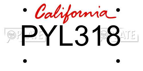 PYL318 California License Plate