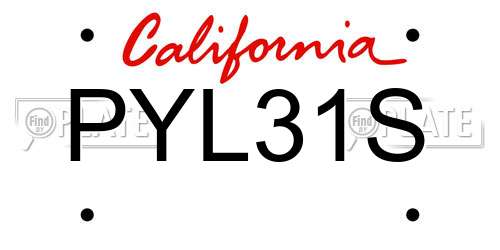PYL31S California License Plate