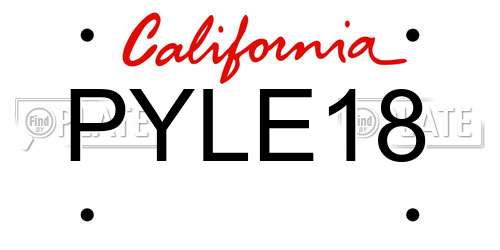 PYLE18 California License Plate
