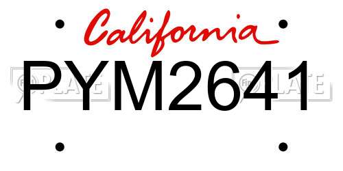 PYM2641 California License Plate