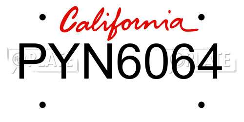 PYN6064 California License Plate
