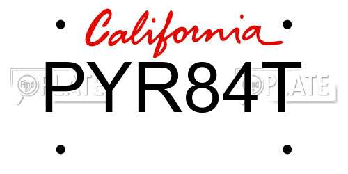 PYR84T California License Plate