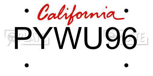PYWU96 California License Plate
