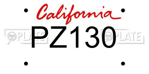 PZ130 California License Plate