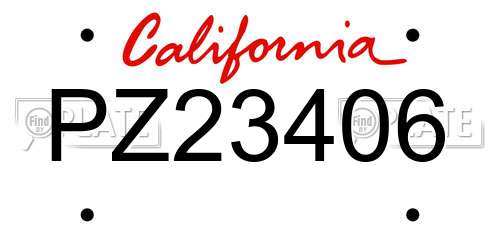 PZ23406 California License Plate