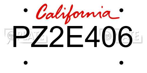 PZ2E406 California License Plate