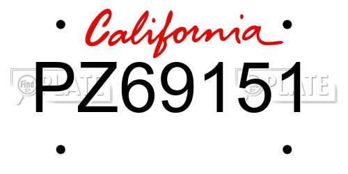 PZ69151 California License Plate