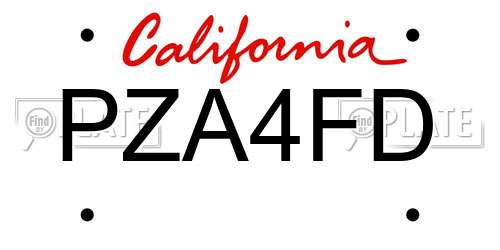 PZA4FD California License Plate