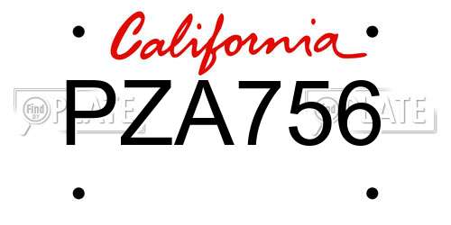 PZA756 California License Plate