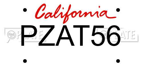PZAT56 California License Plate