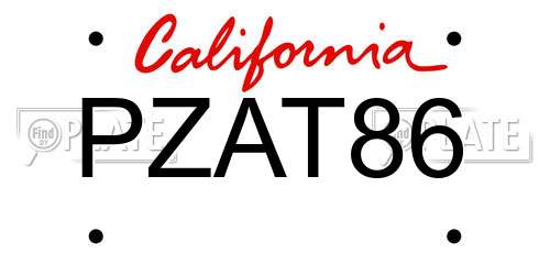 PZAT86 California License Plate