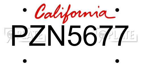 PZN5677 California License Plate
