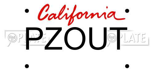 PZOUT California License Plate