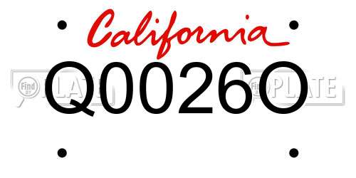 Q0026O California License Plate