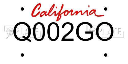 Q002GO California License Plate