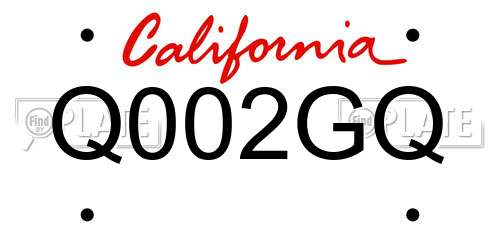 Q002GQ California License Plate