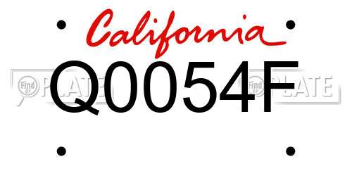 Q0054F California License Plate