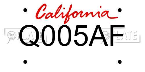 Q005AF California License Plate