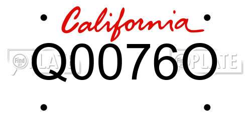Q0076O California License Plate