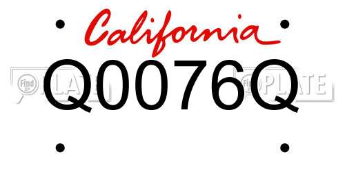 Q0076Q California License Plate