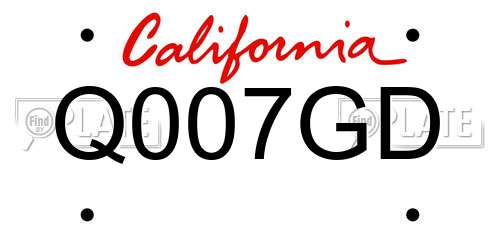 Q007GD California License Plate