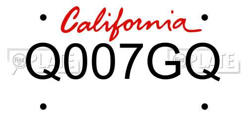 Q007GQ California License Plate